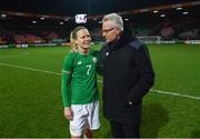 28 November 2017; Diane Caldwell of Republic of Ireland and Ruud Dokter, FAI High Performance Director, following the 2019 FIFA Women's World Cup Qualifier match between Netherlands and Republic of Ireland at Stadion de Goffert in Nijmegen, Netherlands. Photo by Stephen McCarthy/Sportsfile