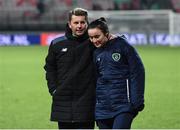 28 November 2017; Republic of Ireland head coach Colin Bell and Niamh Farrelly following the 2019 FIFA Women's World Cup Qualifier match between Netherlands and Republic of Ireland at Stadion de Goffert in Nijmegen, Netherlands. Photo by Stephen McCarthy/Sportsfile