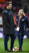 28 November 2017; Republic of Ireland head coach Colin Bell and Republic of Ireland kit & equipment manager Mandy Giles during the 2019 FIFA Women's World Cup Qualifier match between Netherlands and Republic of Ireland at Stadion de Goffert in Nijmegen, Netherlands. Photo by Stephen McCarthy/Sportsfile