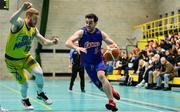 30 November 2017; Michael Darragh Macauley of Eanna in action against Matt Kelly of UCD Marian during Basketball Ireland Men's Superleague match between UCD Marian and Eanna at UCD Sports Centre in Dublin. Photo by Brendan Moran/Sportsfile