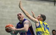 30 November 2017; Conor Gallagher of Eanna in action against Neil Baynes of UCD Marian during the Basketball Ireland Men's Superleague match between UCD Marian and Eanna at UCD Sports Centre in Dublin. Photo by Brendan Moran/Sportsfile