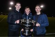30 November 2017; Dublin Senior Footballers, from left, Brian Fenton, Con O'Callaghan, and Michael Fitzsimons with the Sam Maguire Cup, during the Official Opening of Billings Park match between UCD and Dublin at Billings Park in UCD, Dublin. Photo by Cody Glenn/Sportsfile