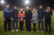 30 November 2017; Annette Billings, third from left, with Aogán Ó Fearghaíl, President of the GAA, centre, and, from left, Brian Mullins, Director of Sport, UCD, Neal Billings, Hannah Billings, Cathal Billings and Liam Billings, ahead of the Official Opening of Billings Park match between UCD and Dublin at Billings Park in UCD, Dublin. Photo by Cody Glenn/Sportsfile
