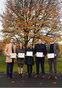 1 December 2017; Inter-county stars graduated today from the Jim Madden GPA Leadership Programme at Maynooth University. Pictured are, from left, Mayo footballer Tom Parsons, Leitrim ladies footballer Anna Conlon, former Kildare ladies footballer Stacey Cannon, former Tipperary hurler Darragh Egan and Kilkenny hurler Michael Fennelly, at Maynooth University, Maynooth, Co Kildare. Photo by Seb Daly/Sportsfile