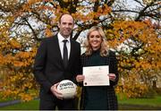 1 December 2017; Inter-county stars graduated today from the Jim Madden GPA Leadership Programme at Maynooth University. Pictured are former Kildare footballer and now GPA Chief Executive Dermot Earley, and former Kildare ladies footballer Stacey Cannon, at Maynooth University, Maynooth, Co Kildare. Photo by Seb Daly/Sportsfile