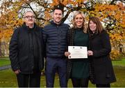 1 December 2017; Inter-county stars graduated today from the Jim Madden GPA Leadership Programme at Maynooth University. Pictured is former Kildare ladies footballer Stacey Cannon, with family members, from left, father Gerry Cannon, husband Diarmuid Cahill and mother Catherine Cannon, at Maynooth University, Maynooth, Co Kildare. Photo by Seb Daly/Sportsfile