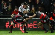 1 December 2017; Charles Piutau of Ulster is tackled by Dan Babos, left, and Ashton Hewitt of Dragons during the Guinness PRO14 Round 10 match between Dragons and Ulster at Rodney Parade in Newport, Wales. Photo by Darren Griffiths/Sportsfile