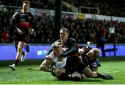 1 December 2017; Craig Gilroy of Ulster goes over to score his side's try during the Guinness PRO14 Round 10 match between Dragons and Ulster at Rodney Parade in Newport, Wales. Photo by Chris Fairweather/Sportsfile