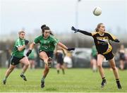 2 December 2017; Lauren McAllister of Aghada in action against Kate Brennan of Corduff during the All-Ireland Ladies Football Junior Club Championship Final match between Aghada and Corduff at Crettyard in Co Laois. Photo by Matt Browne/Sportsfile