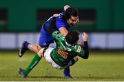 2 December 2017; James Lowe of Leinster is tackled by Marty Banks of Benetton during the Guinness PRO14 Round 10 match between Benetton and Leinster at the Stadio Comunale di Monigo in Treviso, Italy. Photo by Ramsey Cardy/Sportsfile
