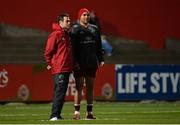 2 December 2017; Munster head coach Johann van Graan and Simon Zebo in conversation before the Guinness PRO14 Round 10 match between Munster and Ospreys at Irish Independent Park in Cork. Photo by Diarmuid Greene/Sportsfile