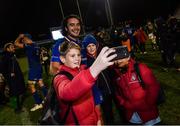2 December 2017; James Lowe of Leinster with supporters following the Guinness PRO14 Round 10 match between Benetton and Leinster at the Stadio Comunale di Monigo in Treviso, Italy. Photo by Ramsey Cardy/Sportsfile