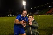 2 December 2017; James Lowe of Leinster with a supporter following the Guinness PRO14 Round 10 match between Benetton and Leinster at the Stadio Comunale di Monigo in Treviso, Italy. Photo by Ramsey Cardy/Sportsfile