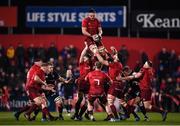 2 December 2017; Billy Holland of Munster takes possession in a lineout during the Guinness PRO14 Round 10 match between Munster and Ospreys at Irish Independent Park in Cork. Photo by Stephen McCarthy/Sportsfile
