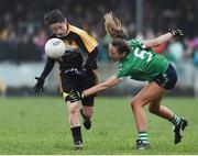 2 December 2017; Emma Byrne of Corduff in action against Clare Walsh of Aghada during the All-Ireland Ladies Football Junior Club Championship Final match between Aghada and Corduff at Crettyard in Co Laois. Photo by Matt Browne/Sportsfile