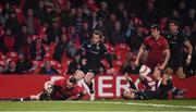 2 December 2017; Rory Scannell of Munster goes over to score his side's fourth try during the Guinness PRO14 Round 10 match between Munster and Ospreys at Irish Independent Park in Cork. Photo by Stephen McCarthy/Sportsfile