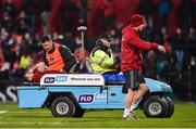 2 December 2017; Liam O’Connor of Munster, accompanied by Dr. Tadhg O'Sullivan, is stretchered off after picking up an injury during the Guinness PRO14 Round 10 match between Munster and Ospreys at Irish Independent Park in Cork. Photo by Diarmuid Greene/Sportsfile