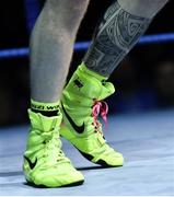 2 December 2017; A detailed view of Niall O'Connors boxing boots during his bout against Manuel Prieto at the National Stadium in Dublin. Photo by David Fitzgerald/Sportsfile