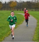 3 December 2017; Mark Woods, age 11, from Swords, Co Dublin, leads the way during the run. parkrun Ireland in partnership with Vhi, expanded their range of junior events to thirteen with the introduction of the Holywell junior parkrun on Sunday, December 3rd. Junior parkruns are 2km long and cater for 4 to 14 year olds, free of charge providing a fun and safe environment for children to enjoy exercise. To register for a parkrun near you visit www.parkrun.ie. Photo by Cody Glenn/Sportsfile