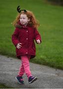 3 December 2017; Susie Colter, age 5, from Swords, Co Dublin, finishes the run. parkrun Ireland in partnership with Vhi, expanded their range of junior events to thirteen with the introduction of the Holywell junior parkrun on Sunday, December 3rd. Junior parkruns are 2km long and cater for 4 to 14 year olds, free of charge providing a fun and safe environment for children to enjoy exercise. To register for a parkrun near you visit www.parkrun.ie. Photo by Cody Glenn/Sportsfile