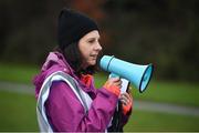 3 December 2017; Run director Sinead Davy instructs the runners ahead of the run. parkrun Ireland in partnership with Vhi, expanded their range of junior events to thirteen with the introduction of the Holywell junior parkrun on Sunday, December 3rd. Junior parkruns are 2km long and cater for 4 to 14 year olds, free of charge providing a fun and safe environment for children to enjoy exercise. To register for a parkrun near you visit www.parkrun.ie. Photo by Cody Glenn/Sportsfile