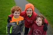 3 December 2017; Sean Ryan, age 7, Adam Butler, age 7, and Matthew Ryan, age 5, from Swords, Co Dublin, ahead of the run. parkrun Ireland in partnership with Vhi, expanded their range of junior events to thirteen with the introduction of the Holywell junior parkrun on Sunday, December 3rd. Junior parkruns are 2km long and cater for 4 to 14 year olds, free of charge providing a fun and safe environment for children to enjoy exercise. To register for a parkrun near you visit www.parkrun.ie. Photo by Cody Glenn/Sportsfile