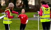 3 December 2017; Ruth Lynch, from Tralee, Co. Kerry, is given a 'high five' by her mother Caroline upon finishing in the parkrun Ireland event in Deerpark, Mount Merrion, Dublin. parkrun Ireland in partnership with Vhi, expanded their range of junior events to thirteen with the introduction of the Deerpark junior parkrun on Sunday, December 3rd. Junior parkruns are 2km long and cater for 4 to 14 year olds, free of charge providing a fun and safe environment for children to enjoy exercise. To register for a parkrun near you visit www.parkrun.ie. Photo by Brendan Moran/Sportsfile