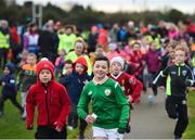 3 December 2017; Mark Woods, age 11, centre, from Swords, Co Dublin, and other junior participants start the run. parkrun Ireland in partnership with Vhi, expanded their range of junior events to thirteen with the introduction of the Holywell junior parkrun on Sunday, December 3rd. Junior parkruns are 2km long and cater for 4 to 14 year olds, free of charge providing a fun and safe environment for children to enjoy exercise. To register for a parkrun near you visit www.parkrun.ie. Photo by Cody Glenn/Sportsfile