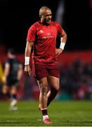 2 December 2017; Simon Zebo of Munster reacts after picking up a knock during the Guinness PRO14 Round 10 match between Munster and Ospreys at Irish Independent Park in Cork. Photo by Stephen McCarthy/Sportsfile