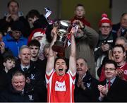 3 December 2017; Paul Schutte captain of Cuala lifts the cup after the AIB Leinster GAA Hurling Senior Club Championship Final match between Cuala and Kilcormac Killoughey at O’Moore Park in Portlaoise, Co Laois. Photo by Matt Browne/Sportsfile