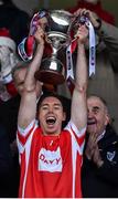 3 December 2017; Paul Schutte captain of Cuala lifts the cup after the AIB Leinster GAA Hurling Senior Club Championship Final match between Cuala and Kilcormac Killoughey at O’Moore Park in Portlaoise, Co Laois. Photo by Matt Browne/Sportsfile
