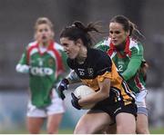 3 December 2017; Ciara O’Sullivan of Mourneabbey in action against Sharon McGing of Carnacon during the All-Ireland Ladies Football Intermediate Club Championship Final match between Dunboyne and Kinsale at Parnell Park in Dublin. Photo by Seb Daly/Sportsfile