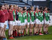 3 December 2017; Carnacon players during the national anthem prior to the All-Ireland Ladies Football Intermediate Club Championship Final match between Dunboyne and Kinsale at Parnell Park in Dublin. Photo by Seb Daly/Sportsfile