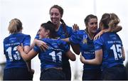 3 December 2017; Aimee Clarke of Leinster is congratulated by team mates after scoring her side's first try during the Women's Interprovincial Rugby match between Ulster and Leinster at Dromore RFC in Dromore, Co Antrim. Photo by David Fitzgerald/Sportsfile