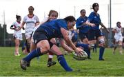 3 December 2017; Lindsay Peat of Leinster goes over to score her side's second try during the Women's Interprovincial Rugby match between Ulster and Leinster at Dromore RFC in Dromore, Co Antrim. Photo by David Fitzgerald/Sportsfile