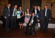 2 December 2017; Dublin captain Stephen Cluxton, together with Denis Bastic, Paul Flynn, Allison, Eva, Conail and Shane Carthy makes a presentation to Antrim senior football captain Anto Finnegan who was the guest of honour at the All-Ireland medal presentation in the InterContinental Dublin in Ballsbridge, Dublin. Photo by Ray McManus/Sportsfile