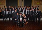 2 December 2017; Former Antrim senior football captain Anto Finnegan, who was the guest of honour, with Denis Bastick, his wife Jody, manager Jim Gavin and the Dublin squad at the All-Ireland medal presentation in the InterContinental Dublin in Ballsbridge, Dublin. Photo by Ray McManus/Sportsfile