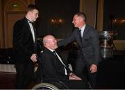 2 December 2017; Dublin manager Jim Gavin with Conail Finnegan and Antrim senior football captain Anto Finnegan who was the guest of honour at the All-Ireland medal presentation in the InterContinental Dublin in Ballsbridge, Dublin. Photo by Ray McManus/Sportsfile