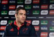 4 December 2017; Head coach Johann van Graan during a Munster Rugby press conference at the University of Limerick in Limerick. Photo by Diarmuid Greene/Sportsfile