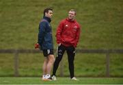 4 December 2017; Head coach Johann van Graan with Keith Earls during Munster Rugby squad training at the University of Limerick in Limerick. Photo by Diarmuid Greene/Sportsfile