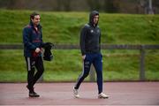 4 December 2017; James Hart and Darren Sweetnam arrive for Munster Rugby squad training at the University of Limerick in Limerick. Photo by Diarmuid Greene/Sportsfile