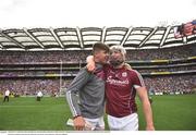 3 September 2017; Joe Canning of Galway celebrates with his nephew Jack, who played in the minor game, following the GAA Hurling All-Ireland Senior Championship Final match between Galway and Waterford at Croke Park in Dublin. Photo by Ramsey Cardy/Sportsfile    This image may be reproduced free of charge when used in conjunction with a review of the book &quot;A Season of Sundays 2017&quot;. All other usage © SPORTSFILE