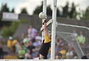8 July 2017; Donegal goalkeeper Mark Anthony McGinley prevents a score going over the bar for Meath during the GAA Football All-Ireland Senior Championship Round 3A match between Meath and Donegal at Páirc Tailteann in Navan, Co Meath. Photo by David Maher/Sportsfile
