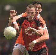4 June 2017; Shay Milar of Down in action against Rory Grugan of Armagh during the Ulster GAA Football Senior Championship Quarter-Final match between Down and Armagh at Páirc Esler, in Newry. Photo by Philip Fitzpatrick/Sportsfile