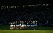 3 December 2017; Liam Mellows players stand for the National Anthem before the Galway County Senior Hurling Championship Final match between Gort and Liam Mellows at Pearse Stadium in Galway. Photo by Piaras Ó Mídheach/Sportsfile