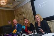 05 December 2017; In attendance at the OCI Strategic Plan 2017-2024 media briefing at Buswell's Hotel in Dublin are, from left, Lochlan Walsh, Executive Committee Member, Olympic Council of Ireland, Sarah O'Shea, Honorary General Secretary, Olympic Council of Ireland and President of the Olympic Council of Ireland Sarah Keane. Photo by Ramsey Cardy/Sportsfile