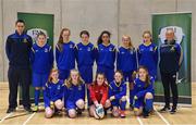 05 December 2017; Carndonagh Community School, Co. Donegal, girls team, prior to the FAI Post Primary Schools Futsal Finals at Waterford IT Indoor Arena in Waterford.  Photo by Seb Daly/Sportsfile