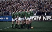 2 March 1985; Ireland rugby players stand together. Ireland v France. Lansdowne Road. 15-15 draw. Photo by SPORTSFILE