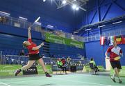 6 December 2017; Ciaran Chambers and Sinead Chambers of Ireland in action against Magdalena Witek and Przemyslaw Szydlowski of Poland during the Badminton Irish Open Preliminary Rounds at National Indoor Arena in Abbotstown, Dublin. Photo by Eóin Noonan/Sportsfile