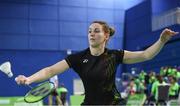 6 December 2017; Chloe Magee of Ireland in action during her mixed doubles match against Janne Kornum and Mathias Moldt Baskjaer during the Badminton Irish Open Preliminary Rounds at National Indoor Arena in Abbotstown, Dublin. Photo by Eóin Noonan/Sportsfile